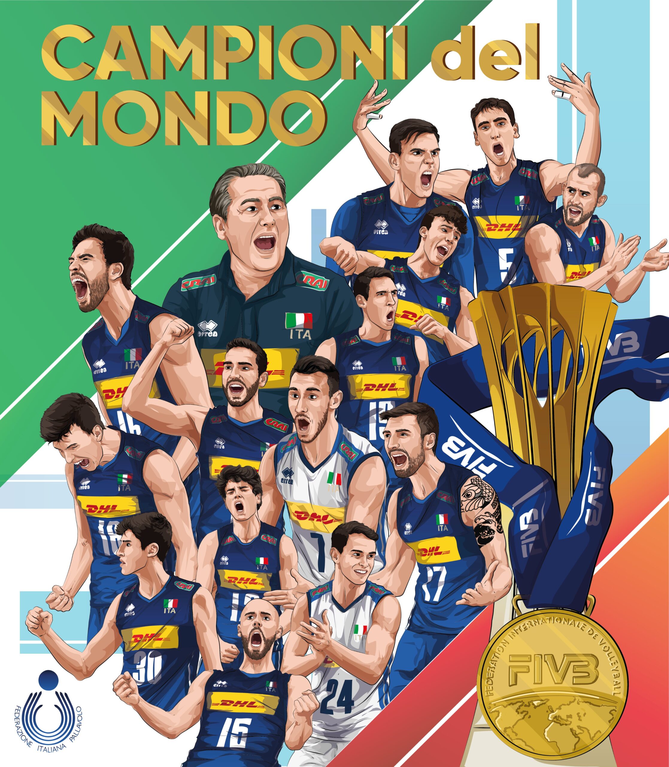 Collage italia campione del mondo pallavolo